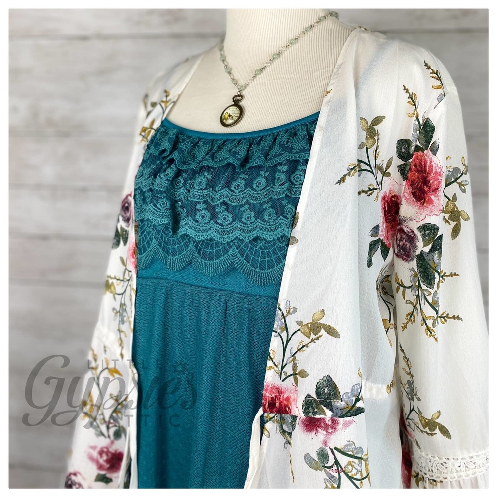 A'reve Teal Babydoll Tulle Tunic Slip Dress - Picture 7 of 10
